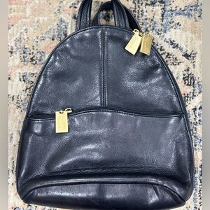 Tignanello Vintage Black Soft Leather Gold Hardware Backpack